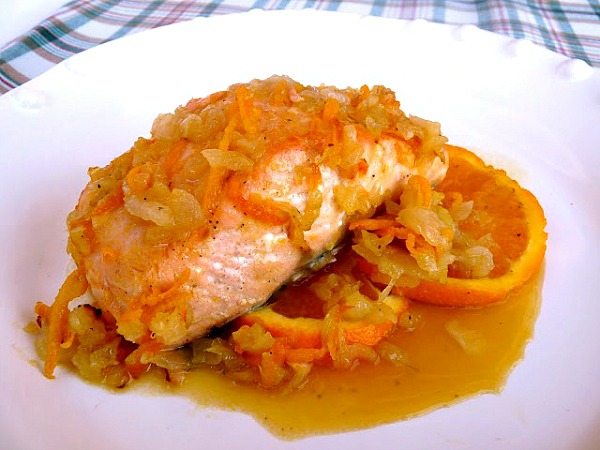 Naranja salmon salsa receta